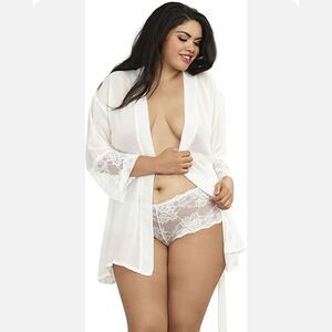 Women Sexy Lingerie Lace Plus Size Kimono Robe Mesh Nightgown Dress Sets US FAST